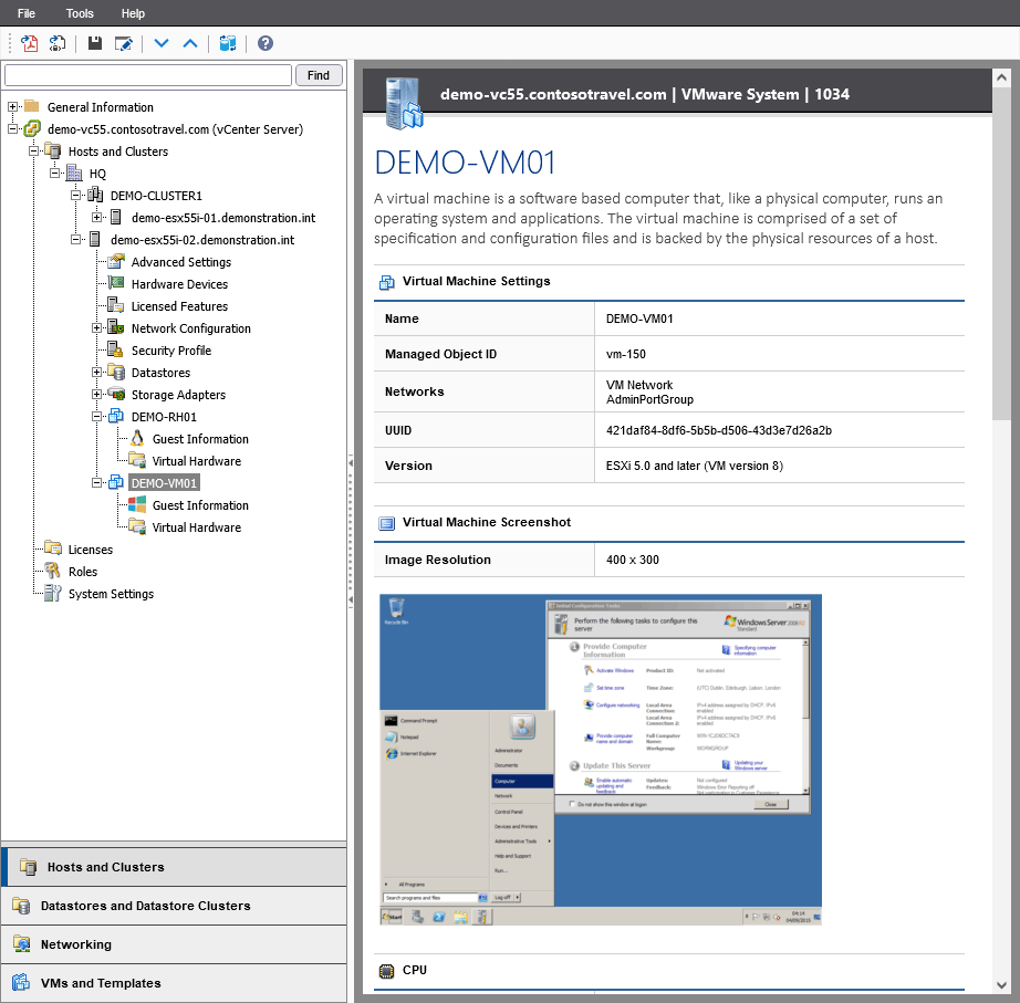 Screenshot of VMware virtual machine settings in the XIA Configuration web interface