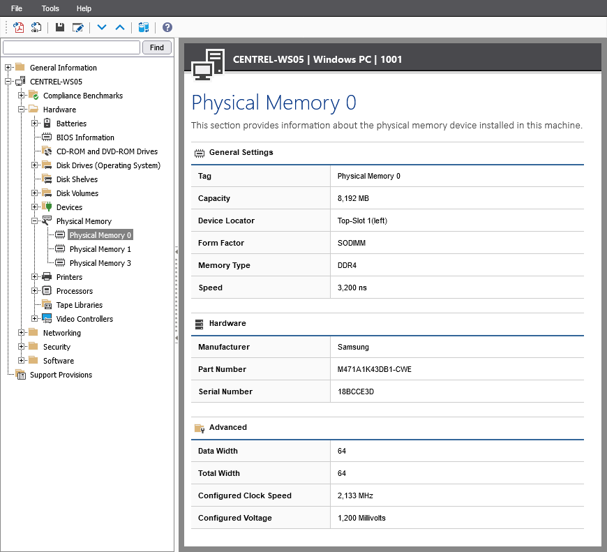 Screenshot showing Physical Memory in the XIA Configuration web interface