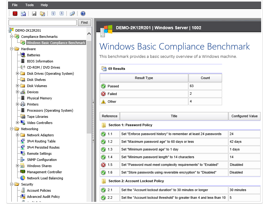 Windows Basic Compliance Benchmark screenshot