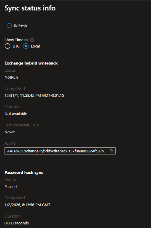 A screenshot of the Cloud Sync configuration job status.