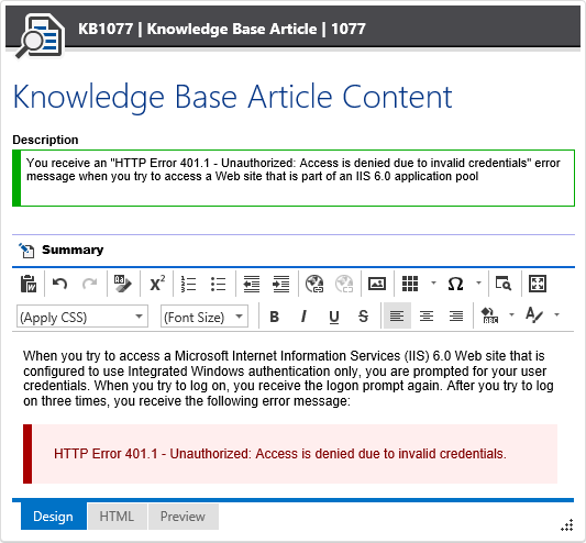 Knowledge Base Article