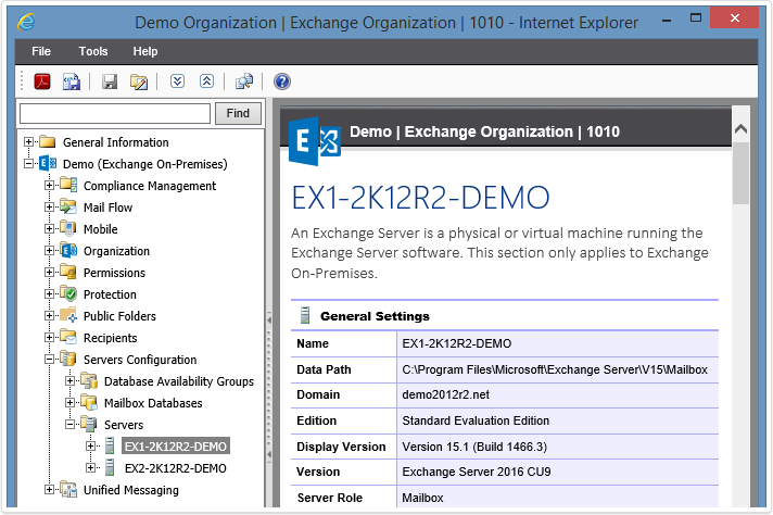 Exchange On-Premises screenshot