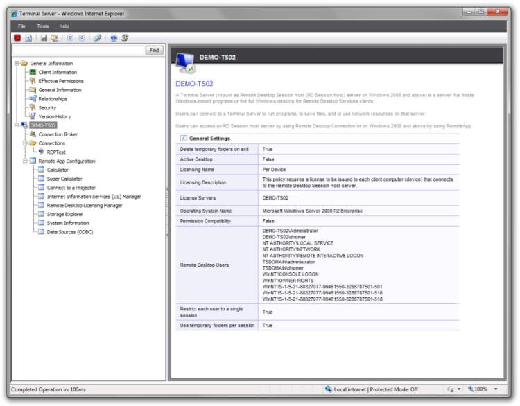 Terminal Server general settings