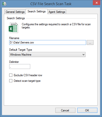 CSV search settings