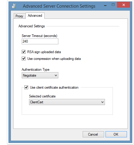 Client certificates screenshot