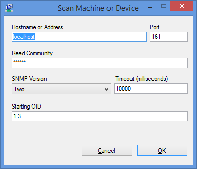 Screenshot of SNMP connection