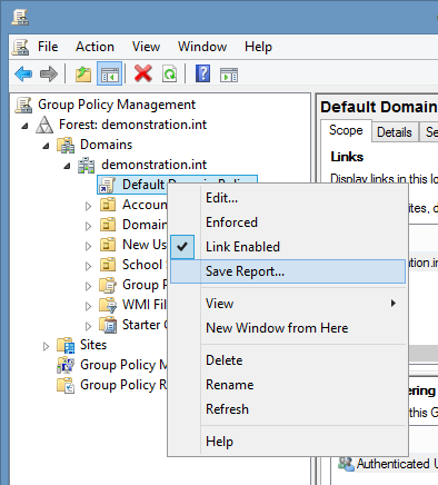 Generate Group Policy Object report