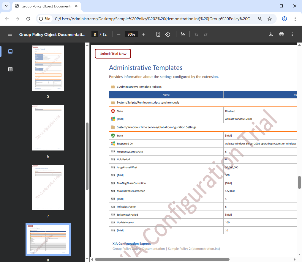 Screenshot of the comparison document results