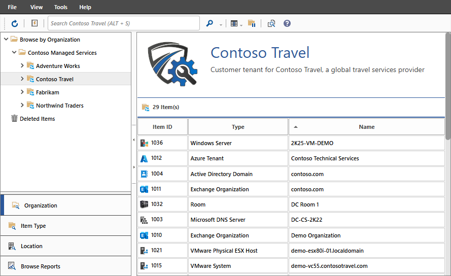 Screenshot showing multi-tenant configuration in XIA Configuration Server