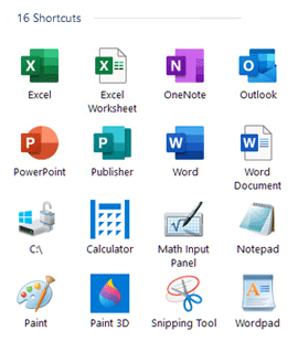 A screenshot of shortcuts in the XIA Links Client user interface