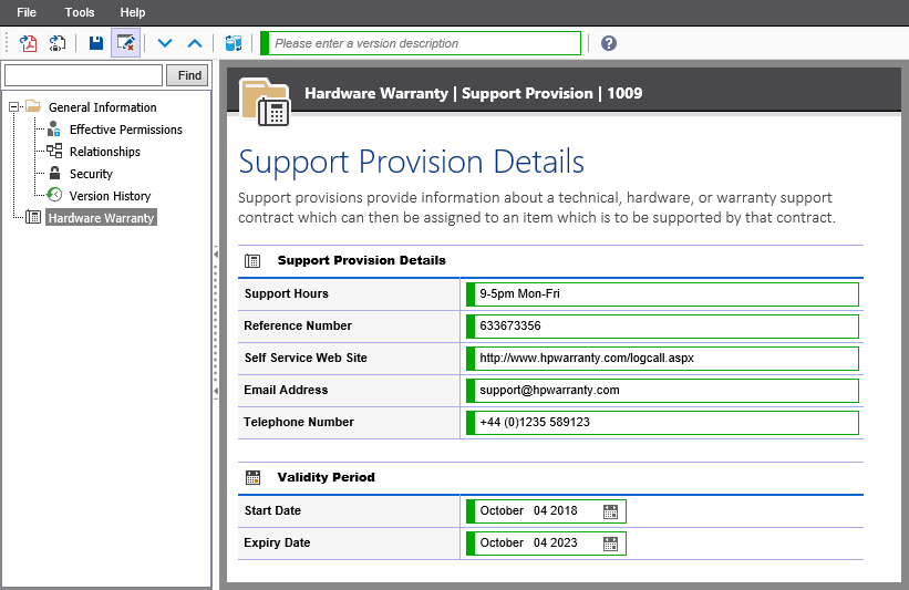 Edit a support provision in the XIA Configuration web interface