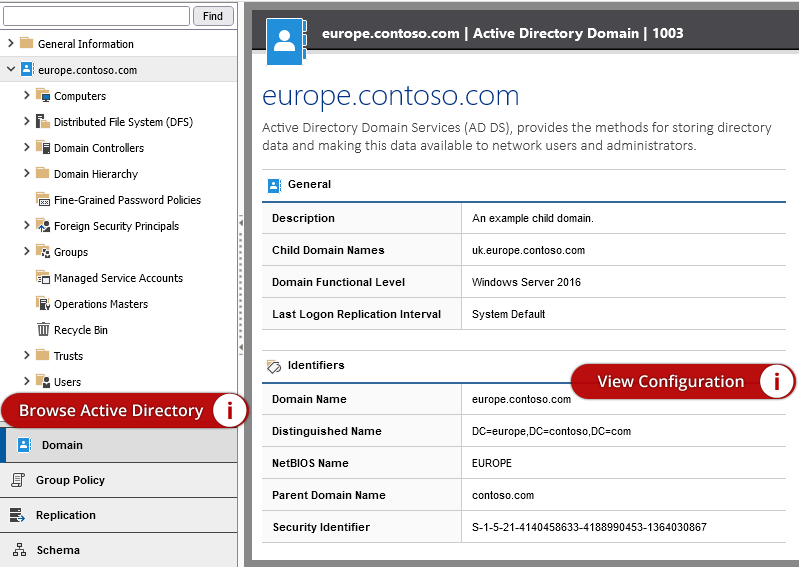A screenshot showing Active Directory general information