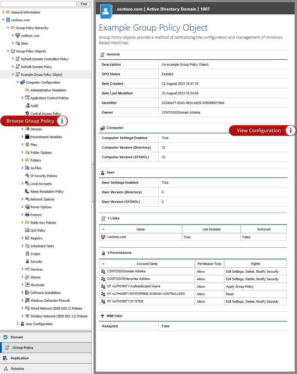 A screenshot showing Group Policy general information