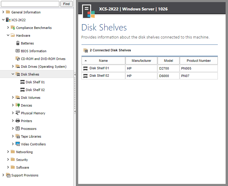 Disk shelves connected screenshot