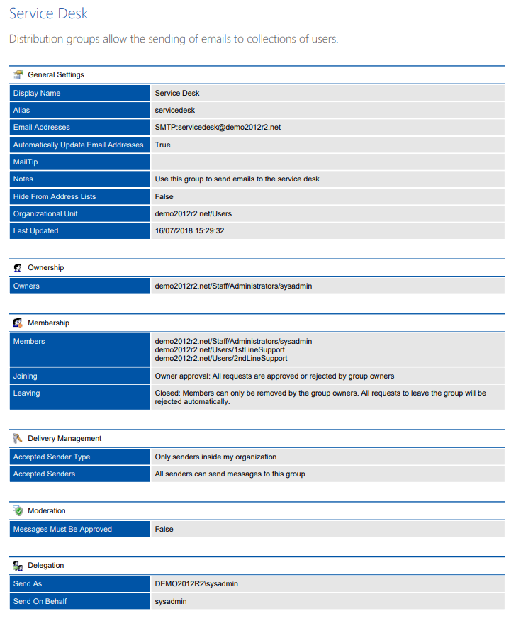 Screenshot of Distribution Group settings in a document generated by XIA Configuration