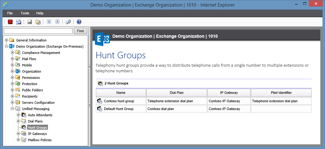 Screenshot of Hunt Groups in the XIA Configuration web interface