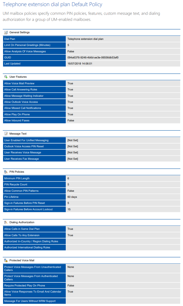 Screenshot of Mailbox Policy settings in a document generated by XIA Configuration