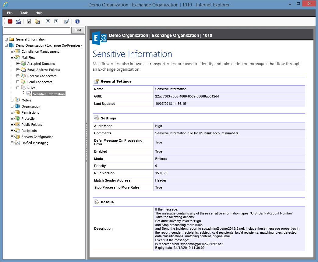 Screenshot of Rules settings in the XIA Configuration web interface
