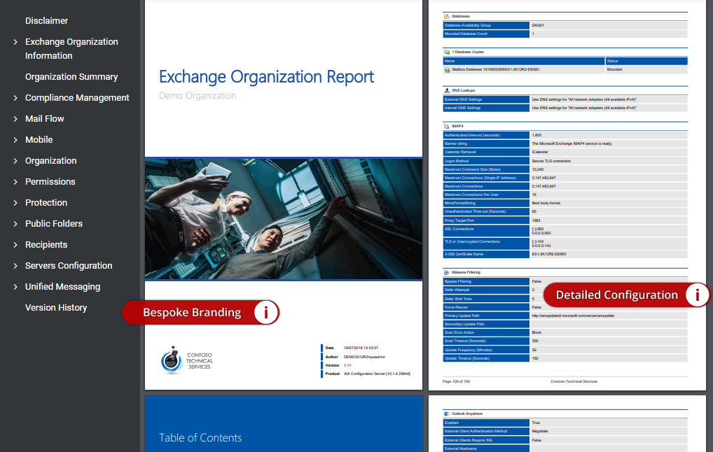 Microsoft Exchange documentation sample generated by XIA Configuration