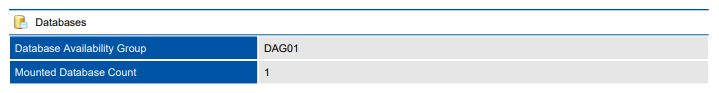 Screenshot of databases information in a document generated by XIA Configuration