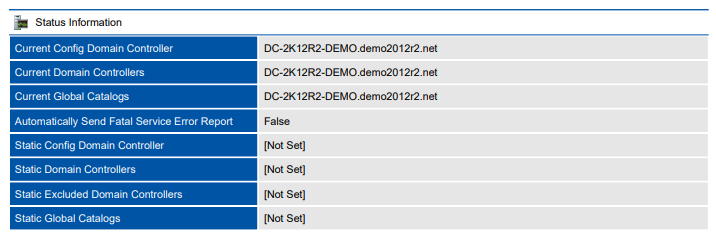 Screenshot of status information in a document generated by XIA Configuration