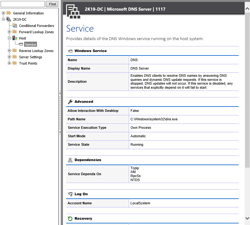 Screenshot of host service settings in the XIA Configuration web interface