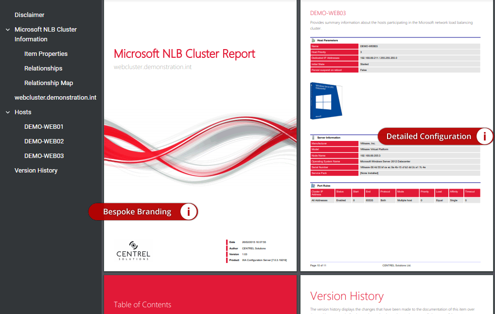 Microsoft NLB Cluster documentation sample generated by XIA Configuration