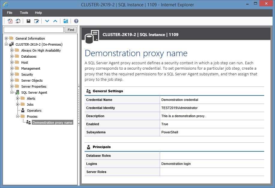 Screenshot showing Proxy settings in the XIA Configuration web interface