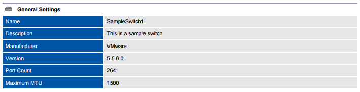 XIA Configuration PDF output screenshot of VMware distributed switch settings