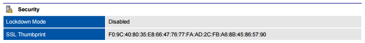 Screenshot of VMware host security in a document generated by XIA Configuration