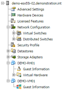 VMware host navigation