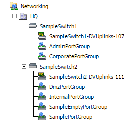 XIA Configuration screenshot of VMware networking navigation tree
