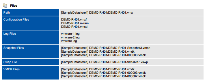 XIA Configuration PDF output screenshot of files information