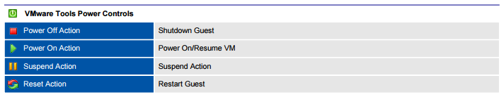 XIA Configuration PDF output screenshot of guest VMware tools power controls