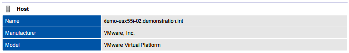 XIA Configuration PDF output screenshot of host information