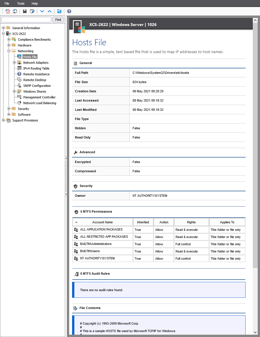 Screenshot of Hosts File properties in the XIA Configuration web interface