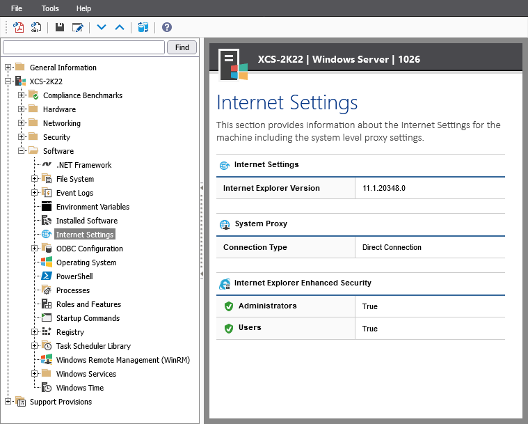 Screenshot showing Internet Settings in the XIA Configuration web interface