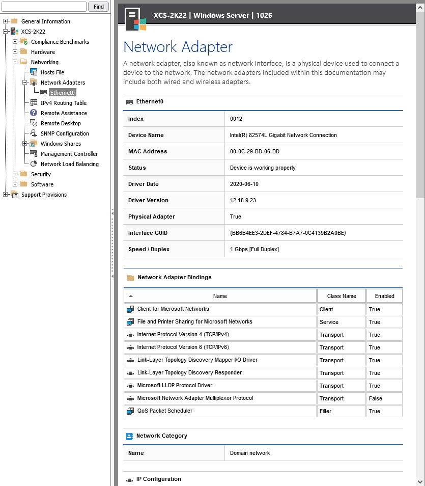 Screenshot showing Network Adapter settings in the XIA Configuration web interface