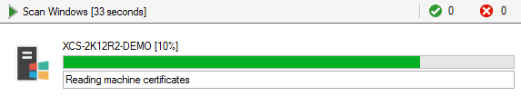 Screenshot showing machine certificates being scanned by the XIA Configuration Client