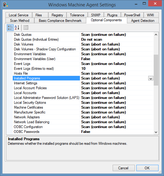 Screenshot showing the Installed Programs option in the XIA Configuration Client