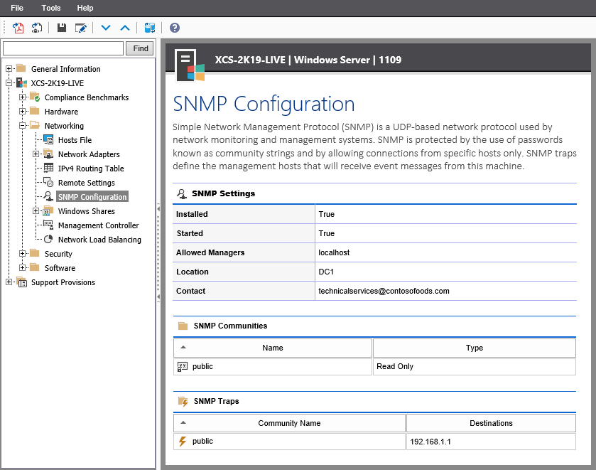 Screenshot of SNMP settings in the XIA Configuration web interface