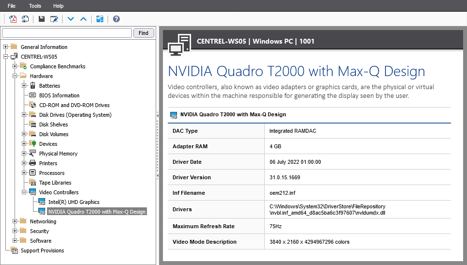 Screenshot showing Video Controller information in the XIA Configuration web interface