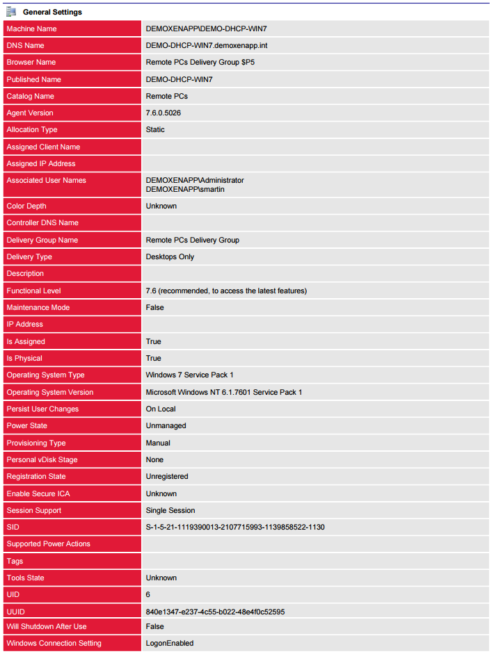 Screenshot of machine general settings in a document generated by XIA Configuration