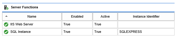 Screenshot of Server Functions in the XIA Configuration web interface