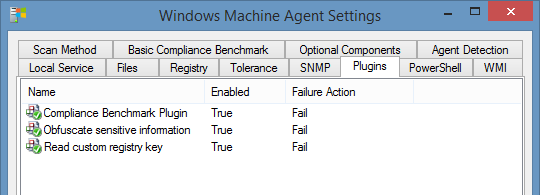 Screenshot of a Windows machine plugin in the XIA Configuration interface