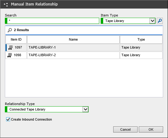 Screenshot of the Add Manual Relationship dialog in the XIA Configuration web interface