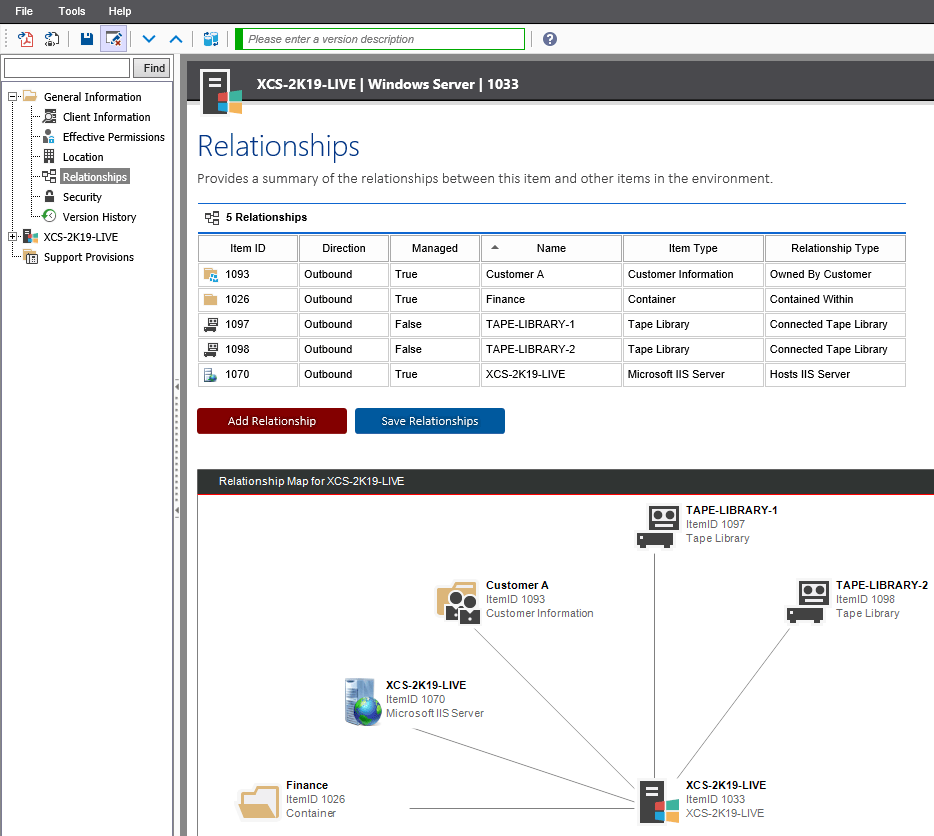 Tape library relationships