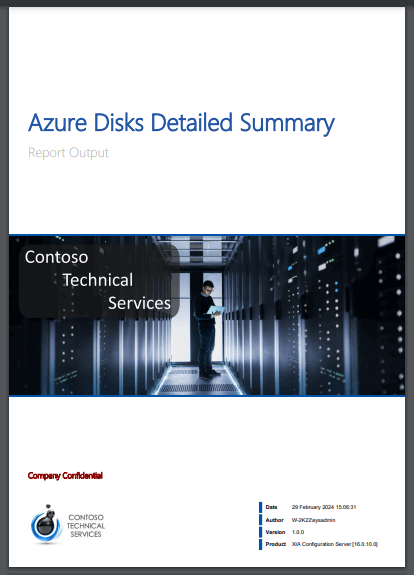 Screenshot of the Azure disks detailed summary report cover