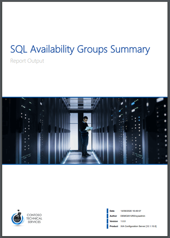 Screenshot of the SQL Availability Groups Summary report cover