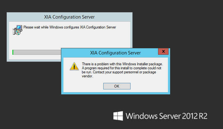 Screenshot of the Windows installer issue